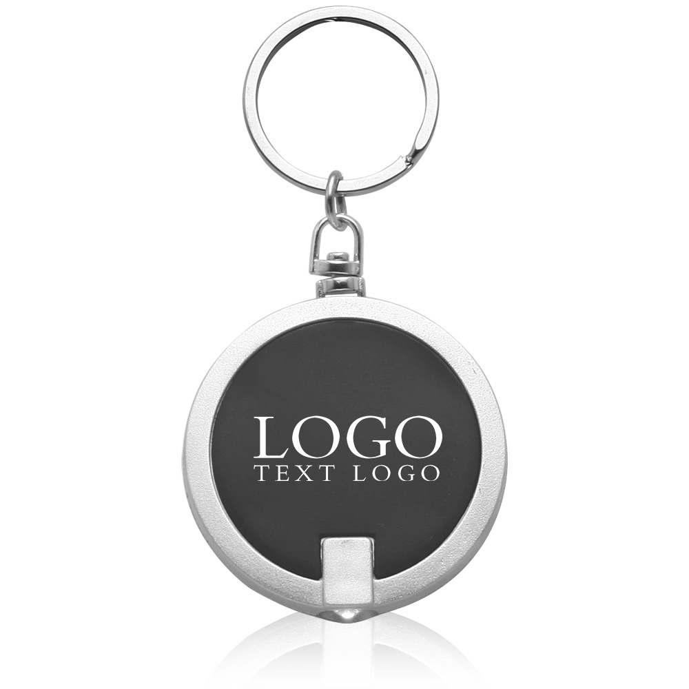Black Round LED Key Chain With Logo