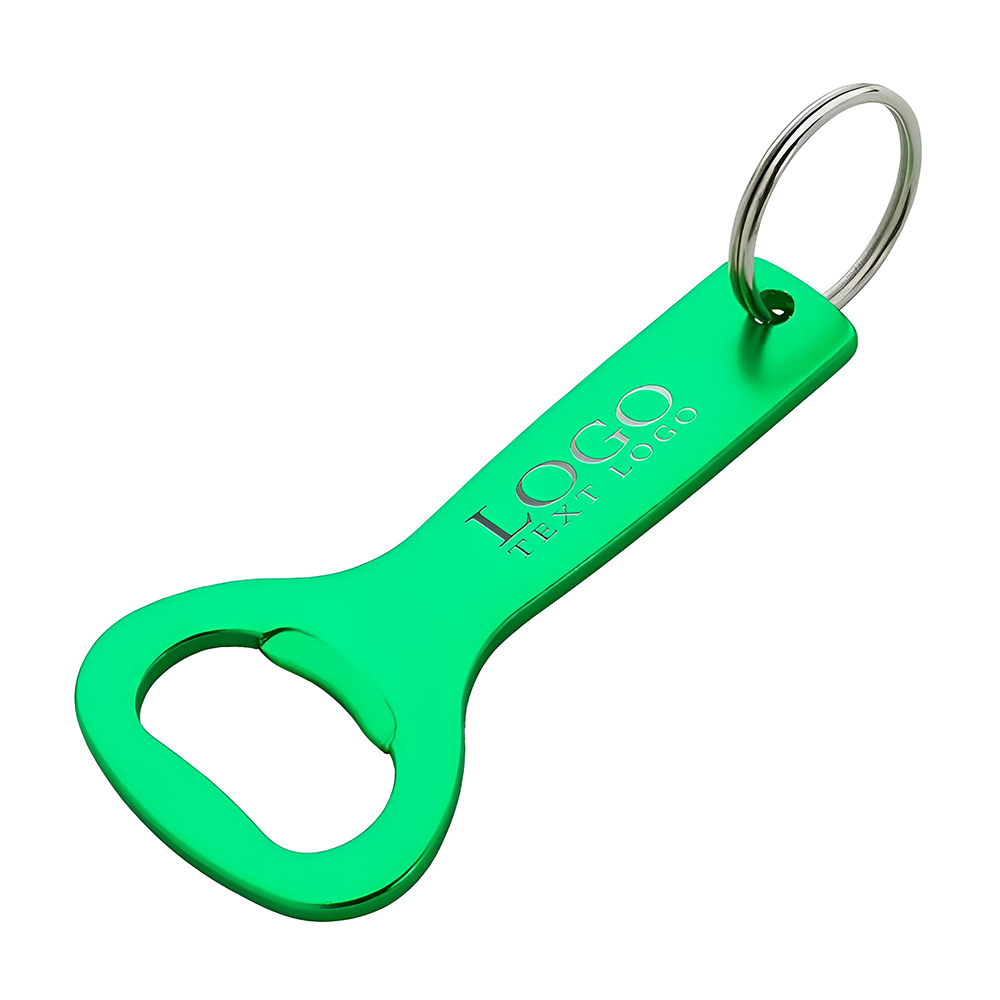 Advertising Aluminum Bottle Opener Key Ring Green With Logo