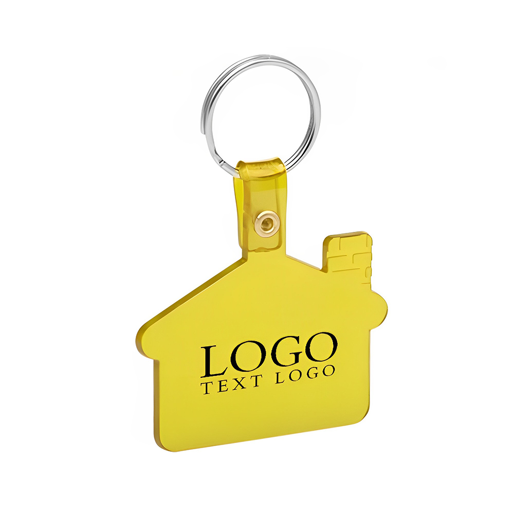 Yellow House Shaped Soft Key Tags With Logo