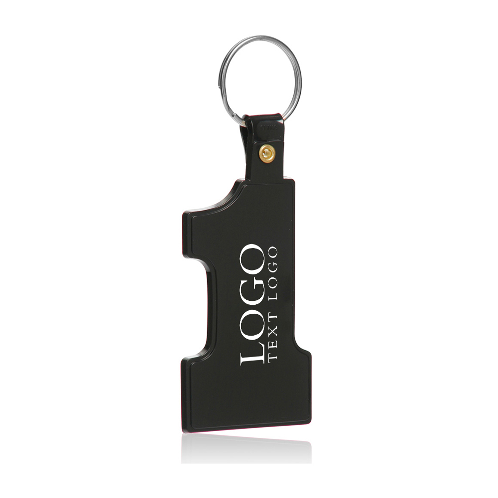 Black Number One Soft Keychains With Logo