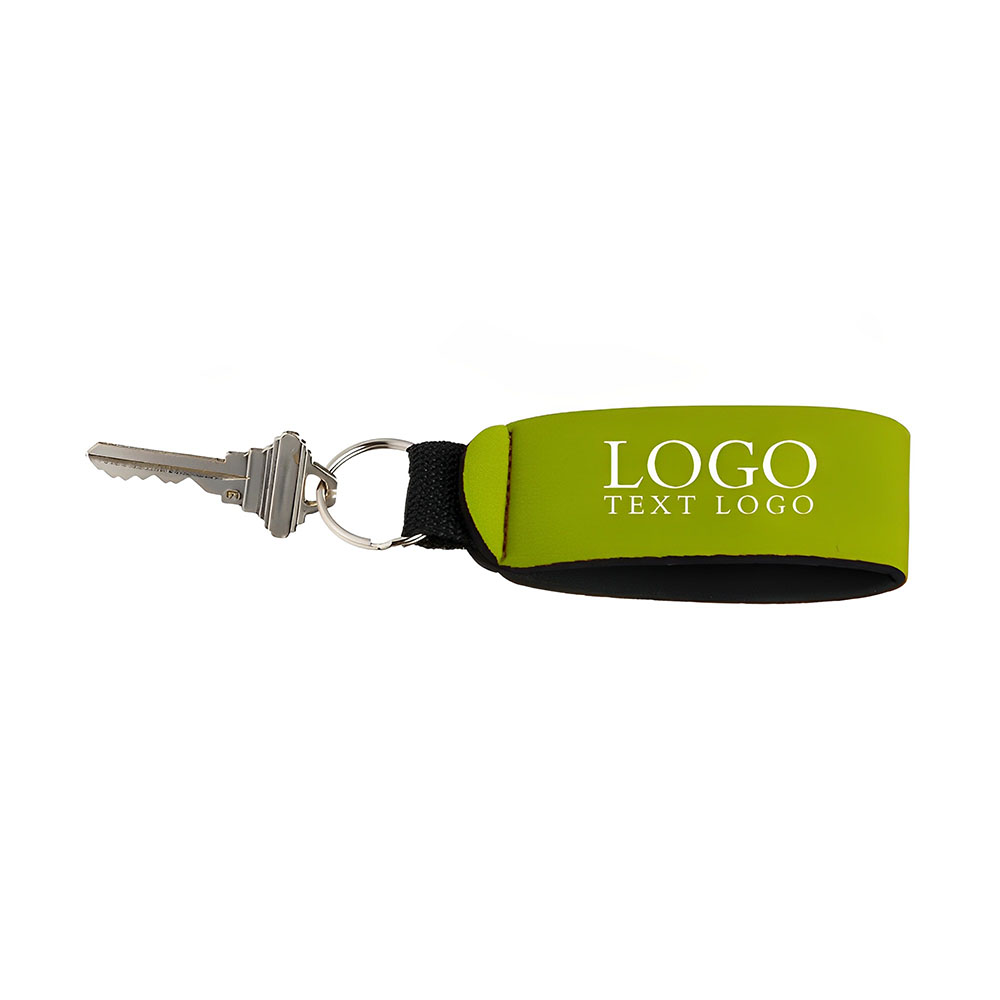 Green Neoprene Strap Keychains  With Logo