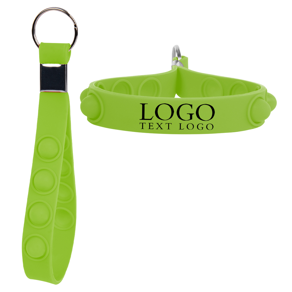 Green Push Pop Stress Reliever Keychain With Logo