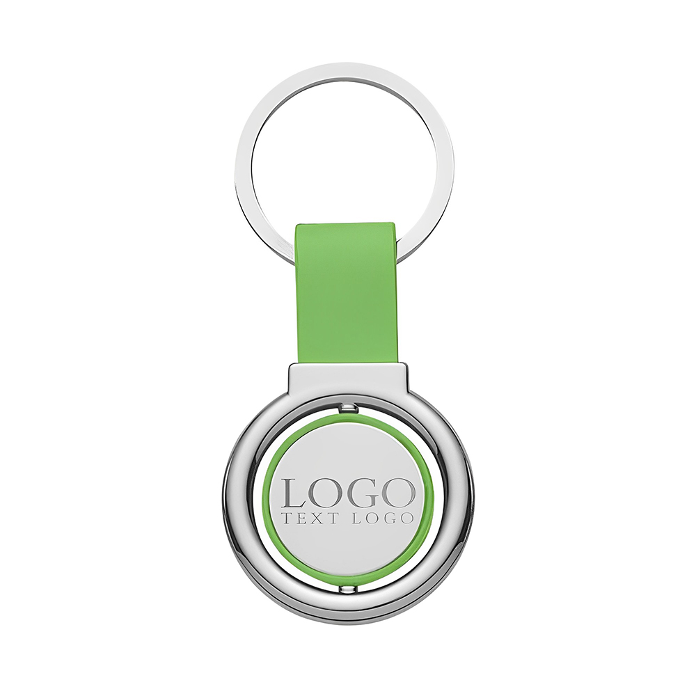 Marketing Circular Metal Spinner Key Tag Green With Logo