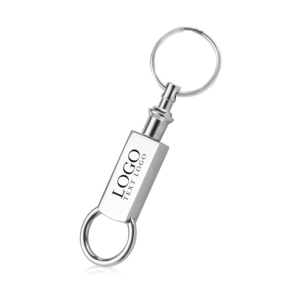 Custom Metal Valet Keychains Silver With Logo
