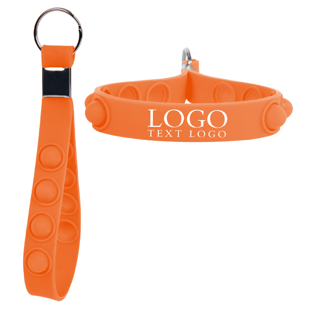 Orange Push Pop Stress Reliever Keychain With Logo
