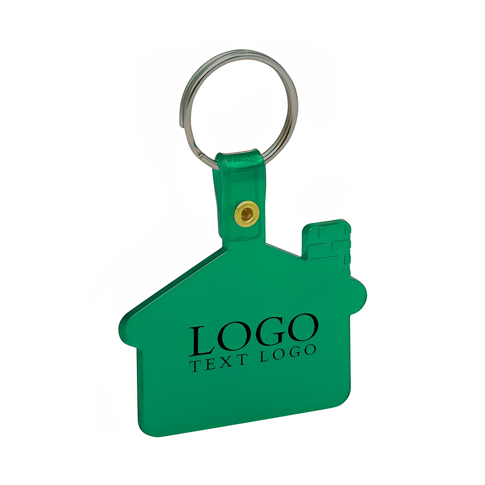Green House Shaped Soft Key Tags With Logo