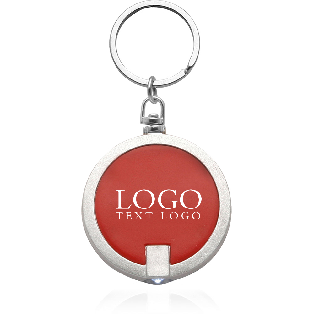 Red Round LED Key Chain With Logo