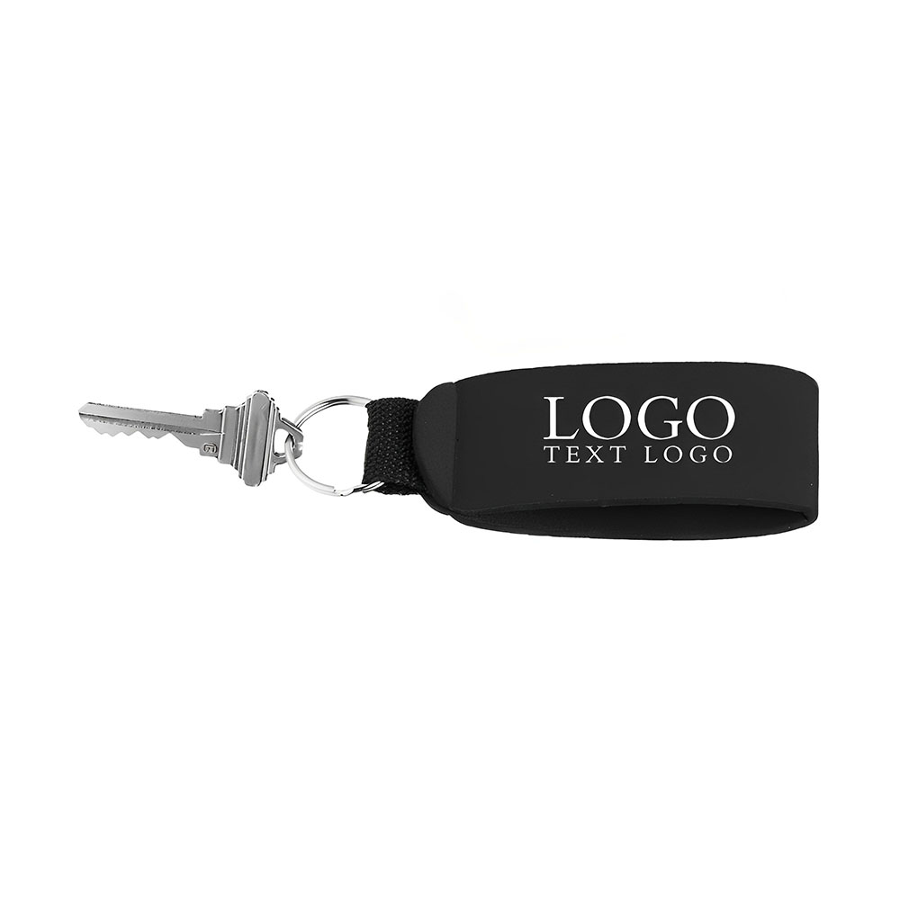 Black Neoprene Strap Keychains  With Logo