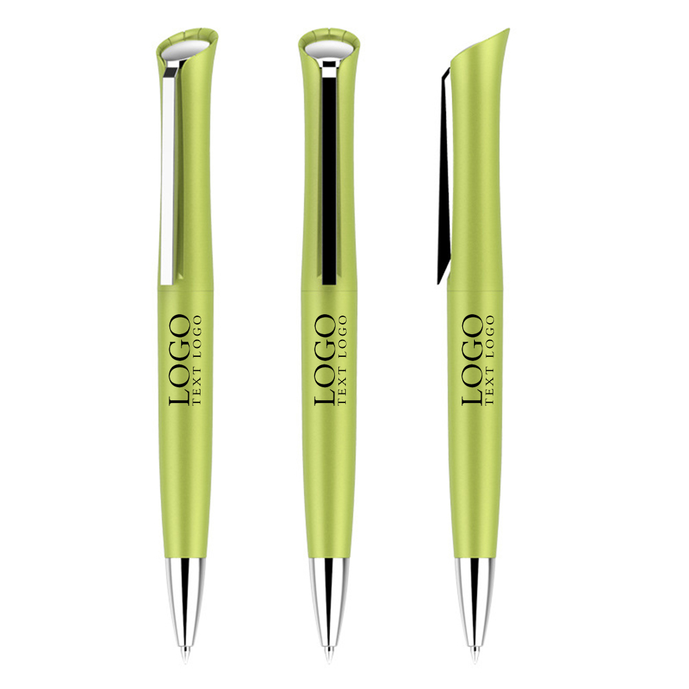 Retractable Rotate Ballpoint Pens Green With Logo