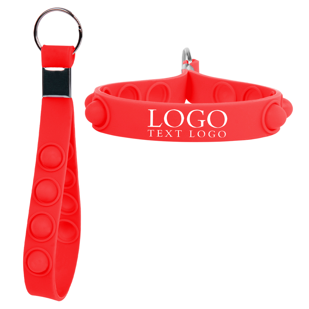 Red Push Pop Stress Reliever Keychain With Logo