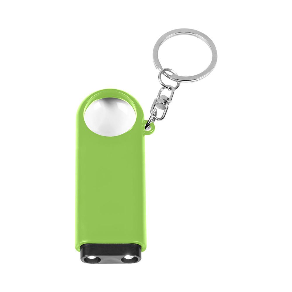 Green Magnifier And LED Light Key Chain