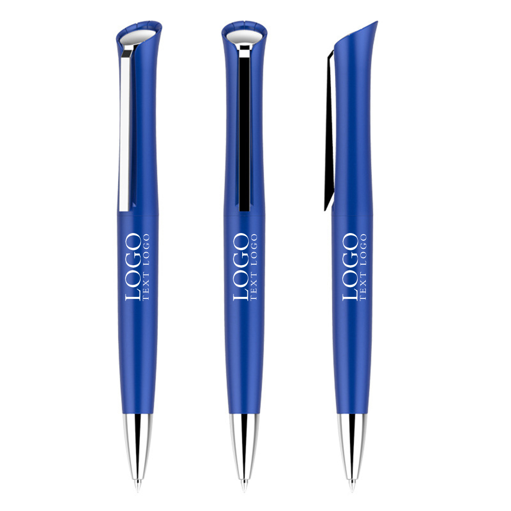 Retractable Rotate Ballpoint Pens Blue With Logo