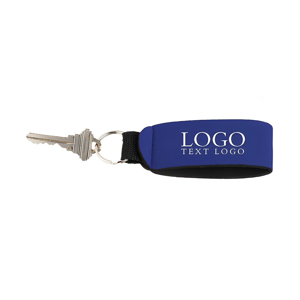 Blue Neoprene Strap Keychains  With Logo