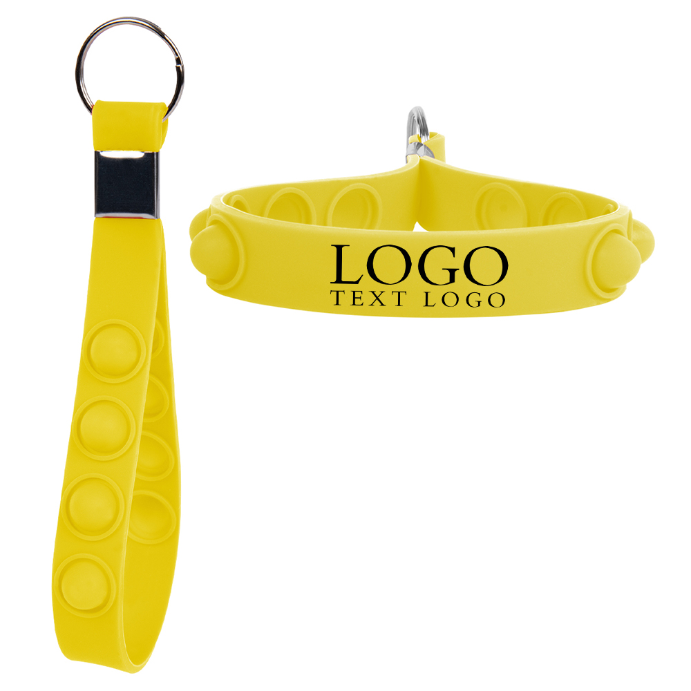Yellow Push Pop Stress Reliever Keychain With Logo