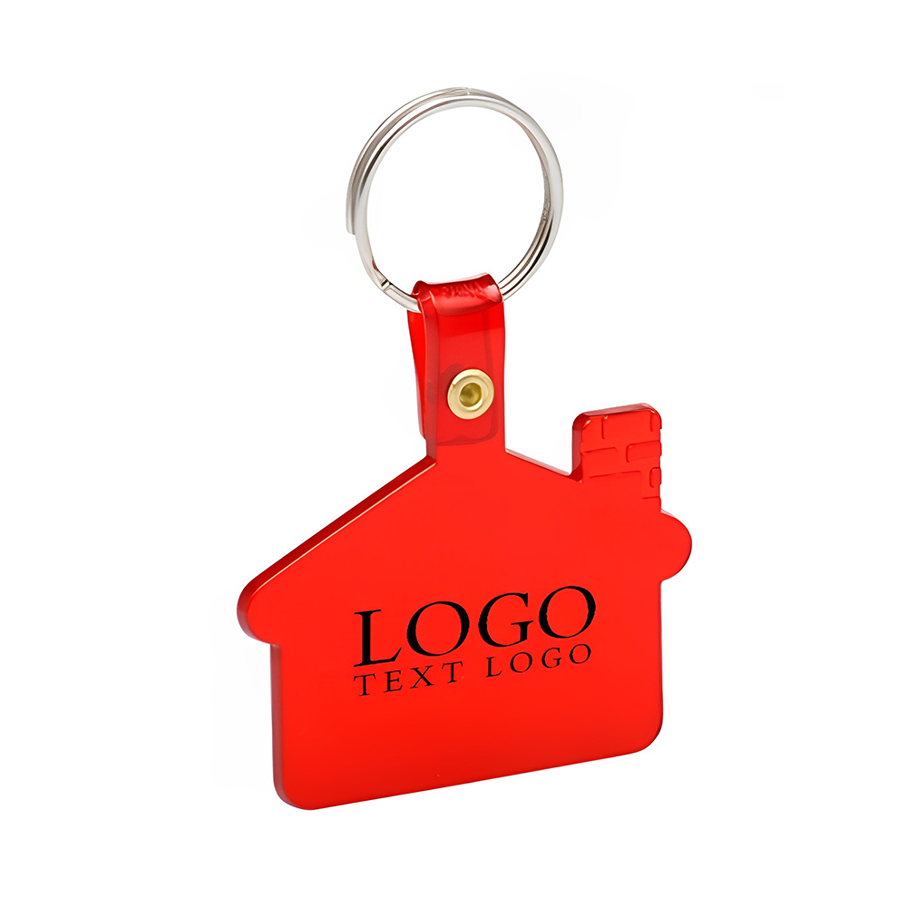 Red House Shaped Soft Key Tags With Logo