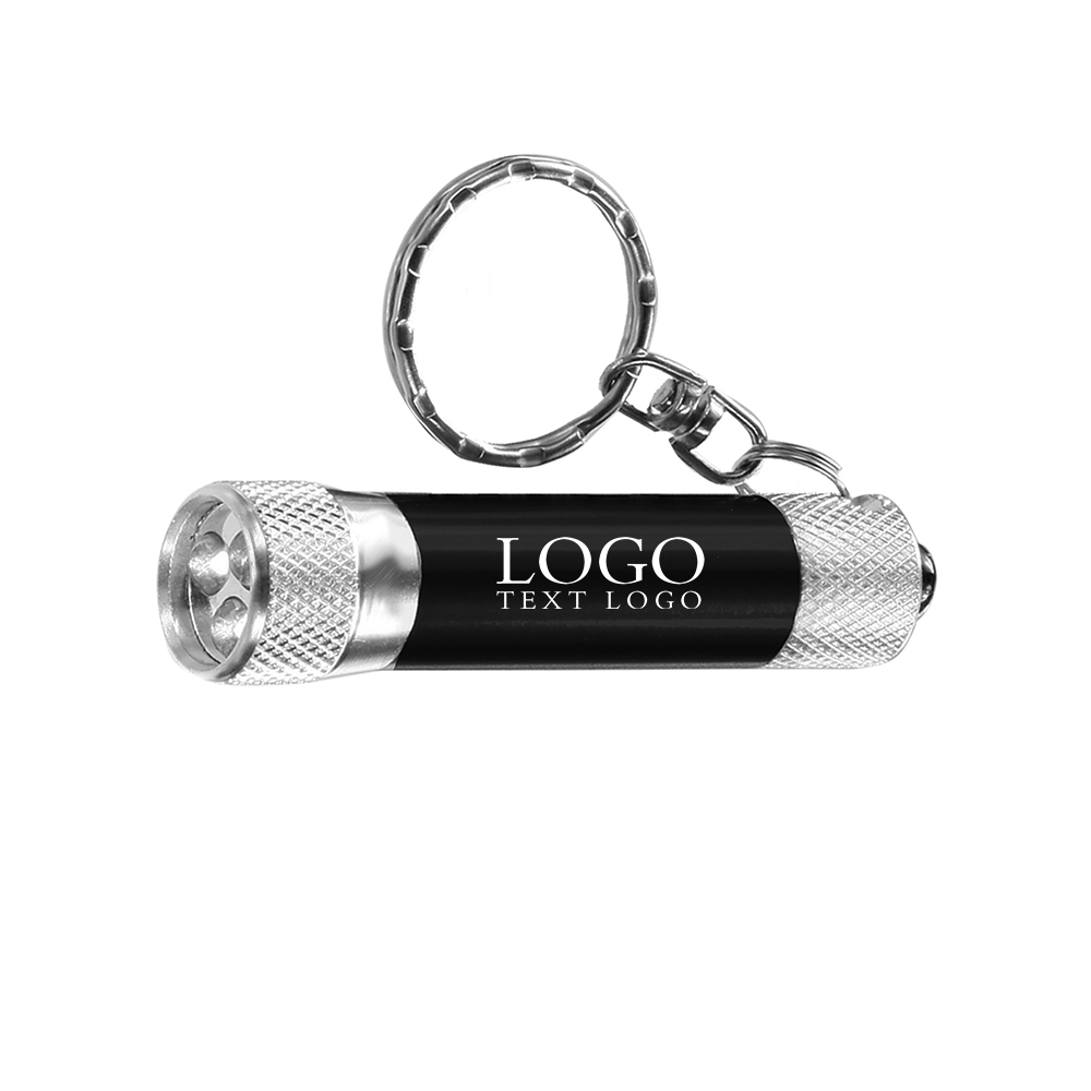 LED Flashlight Keychains Black With Logo