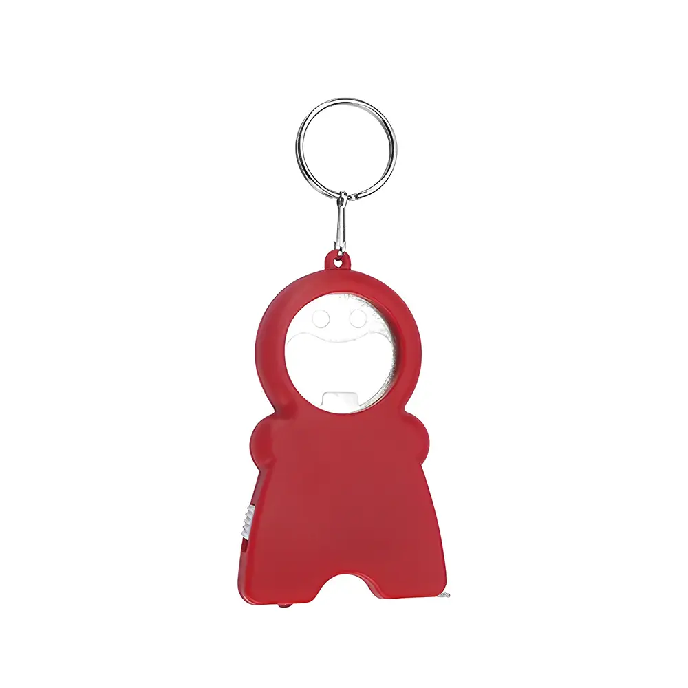 Red Smile LED Keylight Bottle Opener With Tape Measure