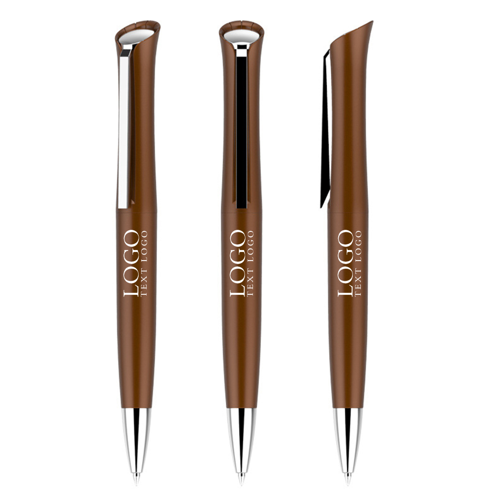 Retractable Rotate Ballpoint Pens Brown With Logo