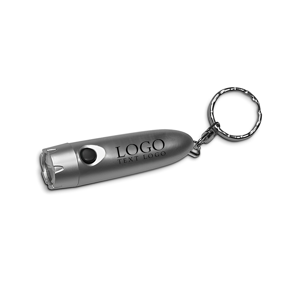 Silver Mini Flashlight Keychains With Logo