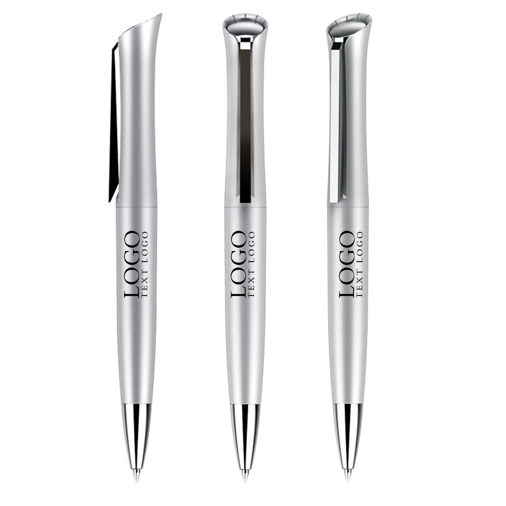 Retractable Rotate Ballpoint Pens Silver With Logo
