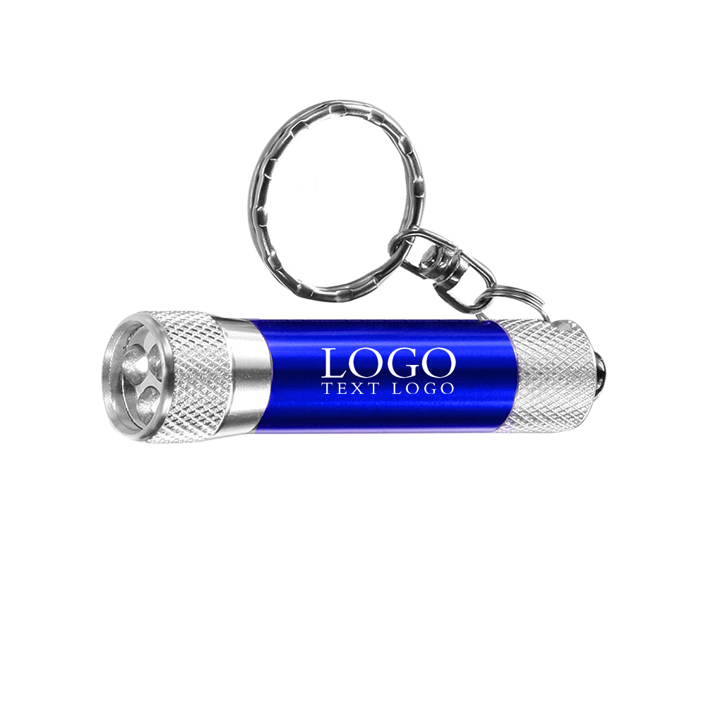 LED Flashlight Keychains Blue With Logo