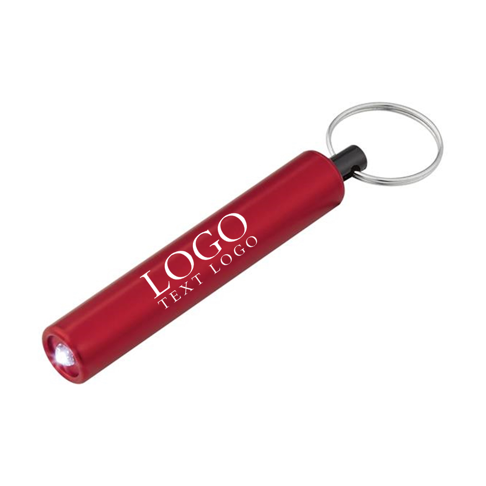 Advertising Mini Cylinder LED Flashlight Key Tag Red With Logo