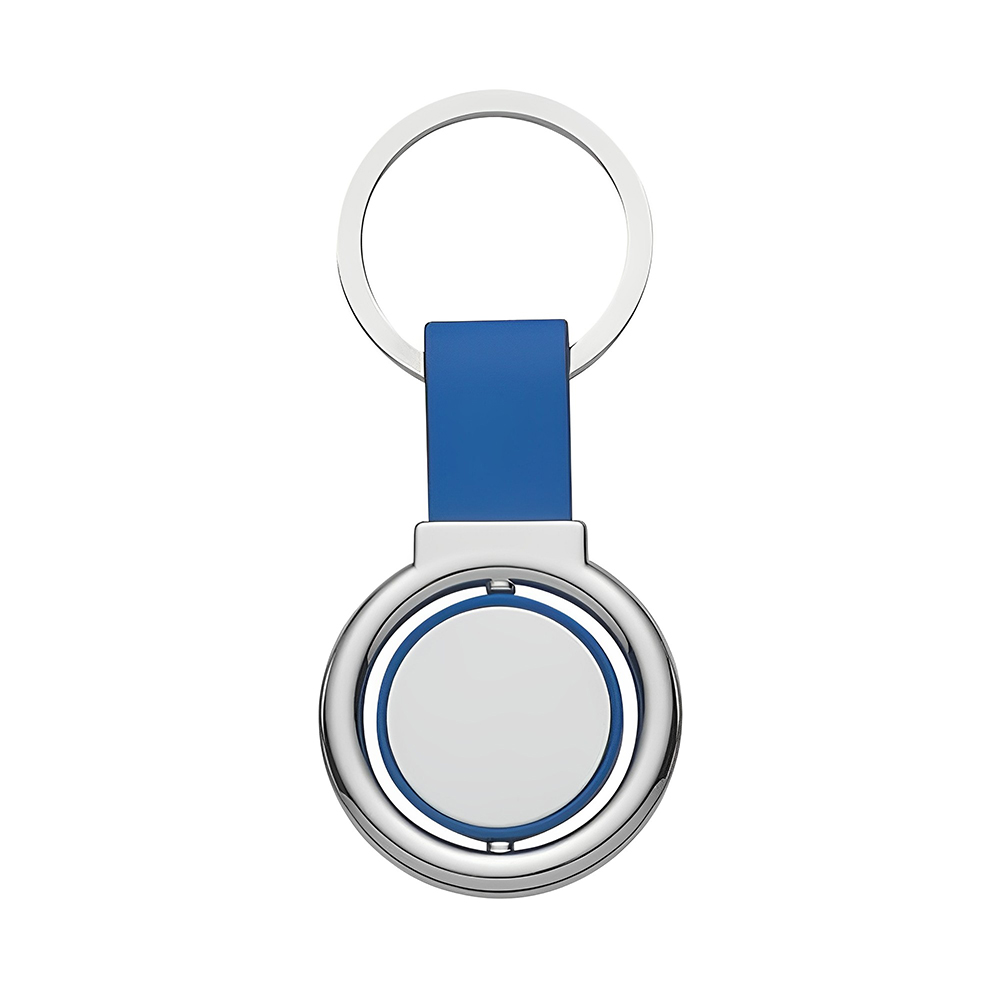 Marketing Circular Metal Spinner Key Tag Blue