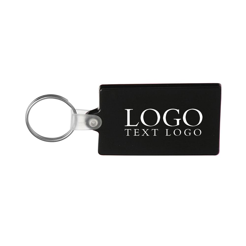 Black Rectangle Soft Keychains With Logo