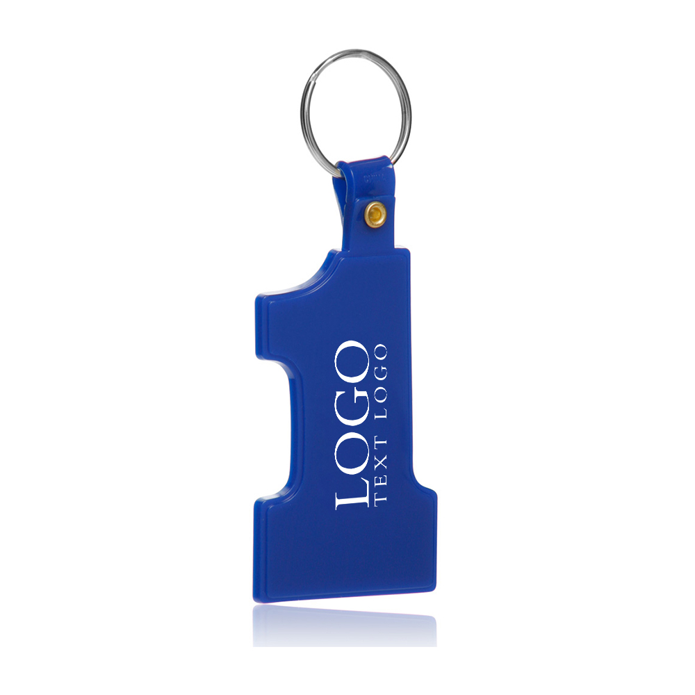 Blue Number One Soft Keychains With Logo