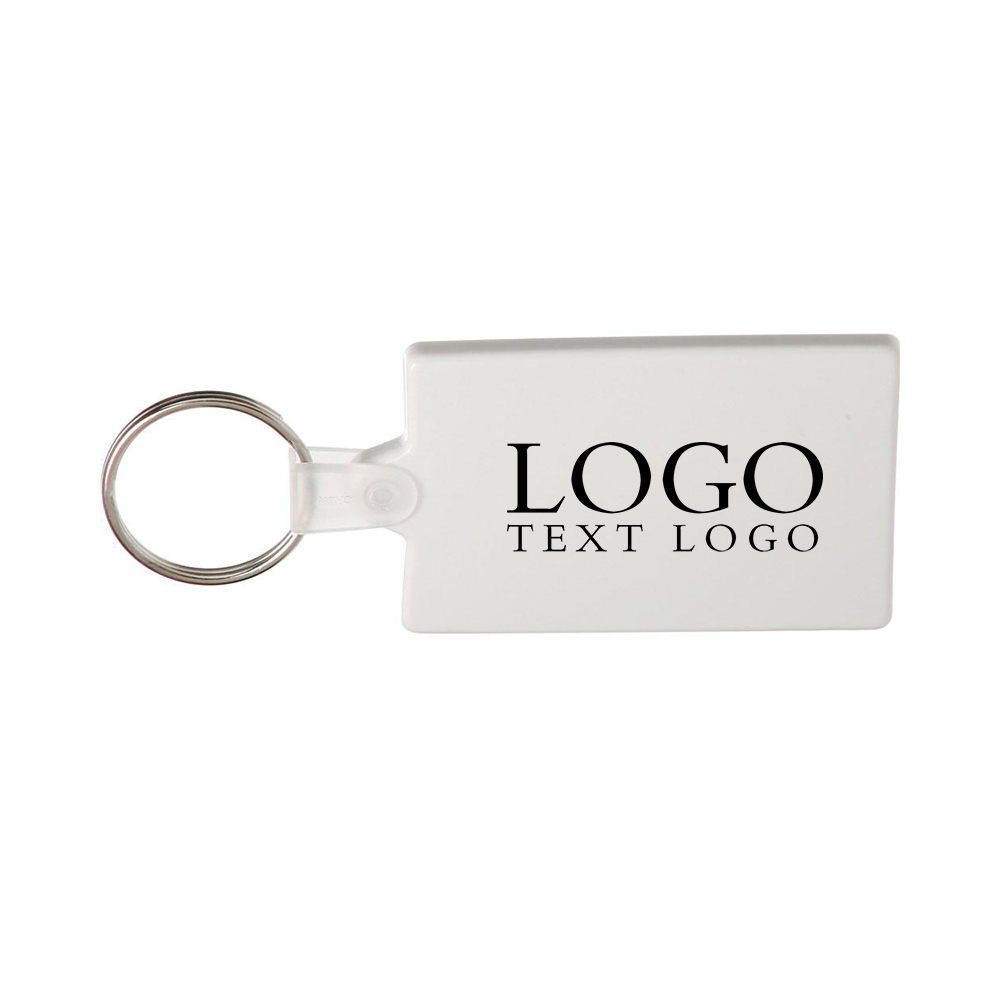 White Rectangle Soft Keychains With Logo