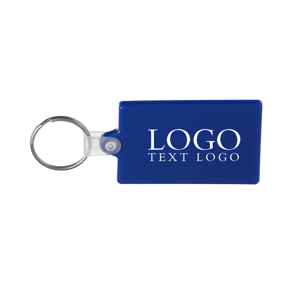 Blue Rectangle Soft Keychains With Logo
