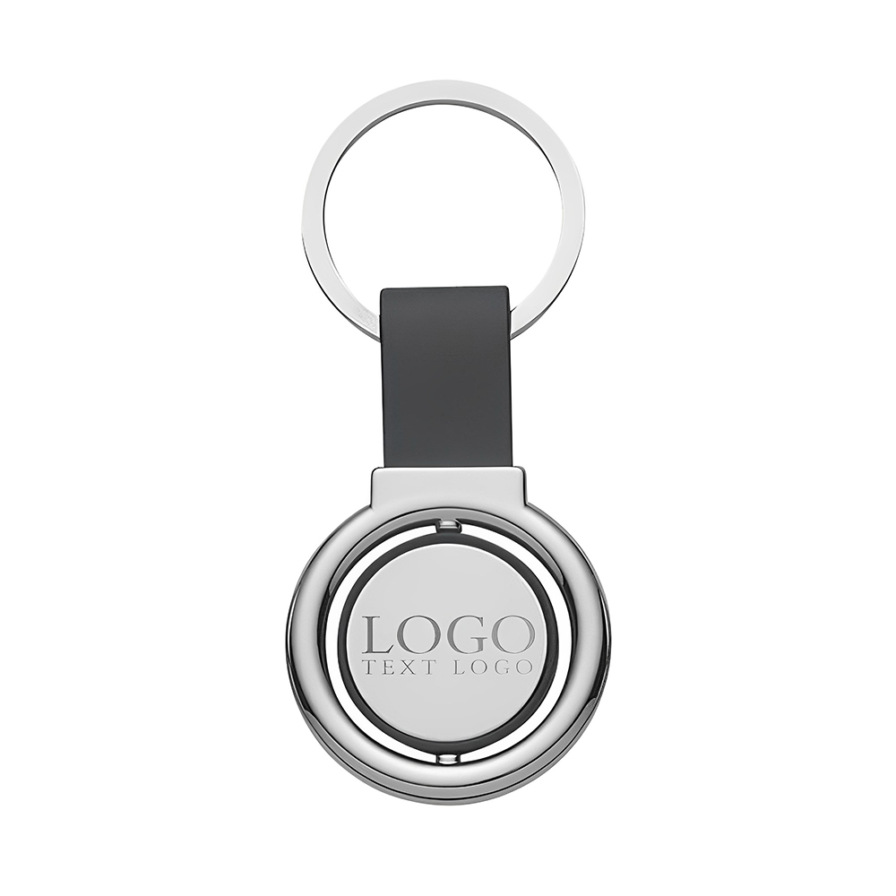 Marketing Circular Metal Spinner Key Tag Black With Logo