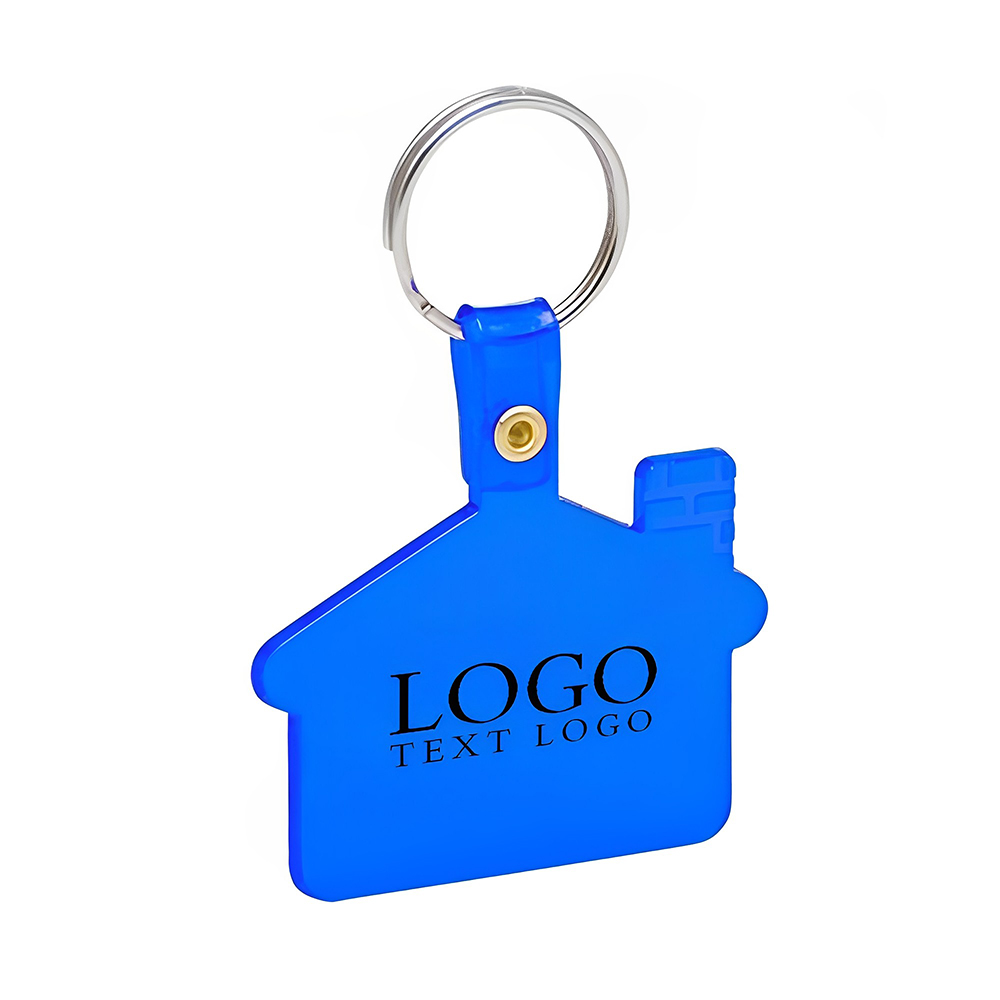 Blue House Shaped Soft Key Tags With Logo