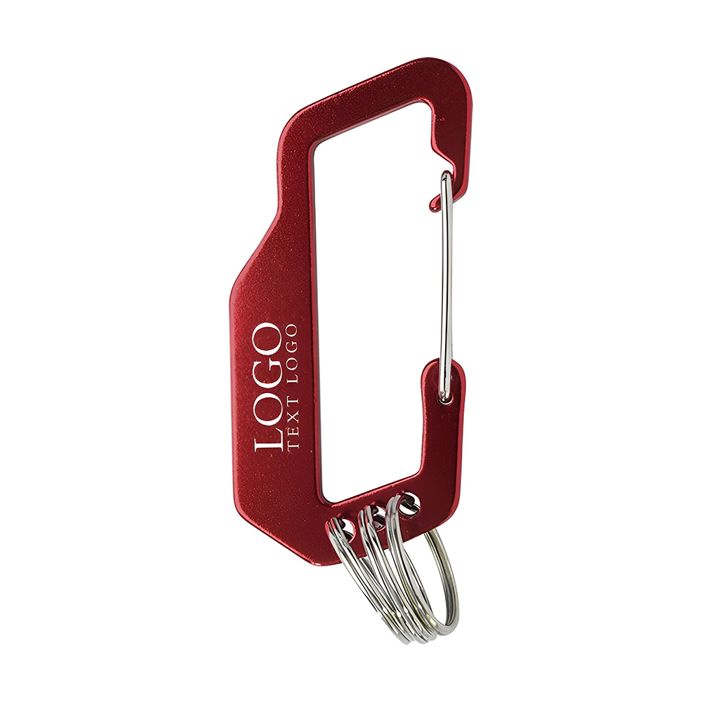 Advertising Aluminum Carabiner With Triple Split Ring Red With Logo