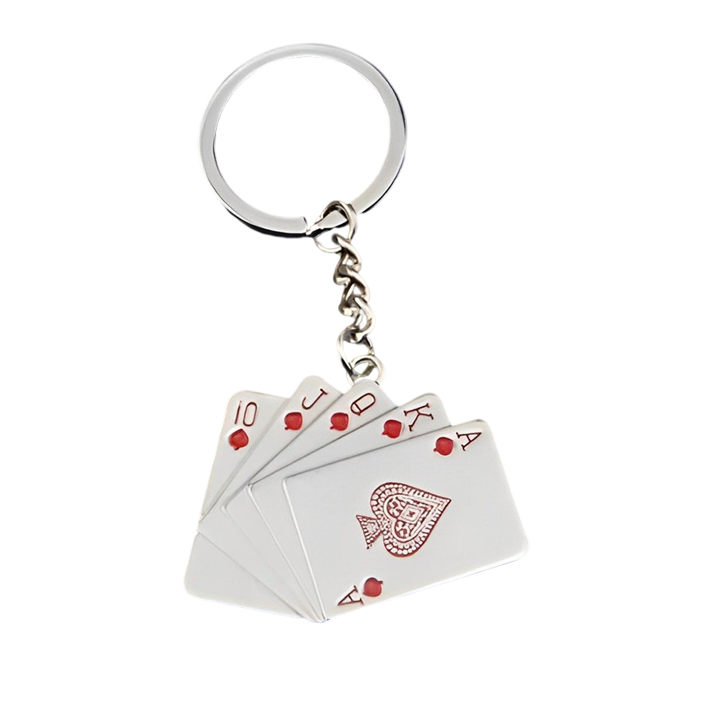Custom Key Chain With Playing Poker Cards Front Red