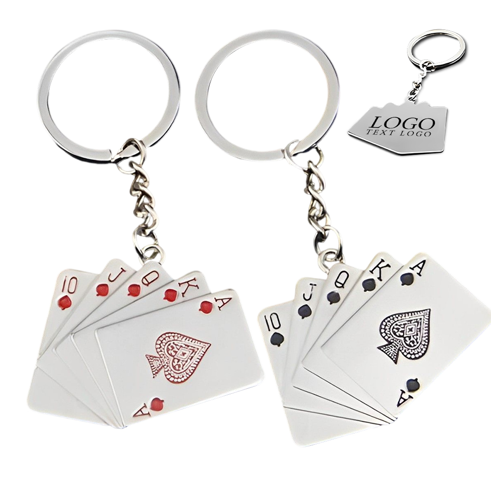 Custom Key Chain With Playing Poker Cards Group With Logo