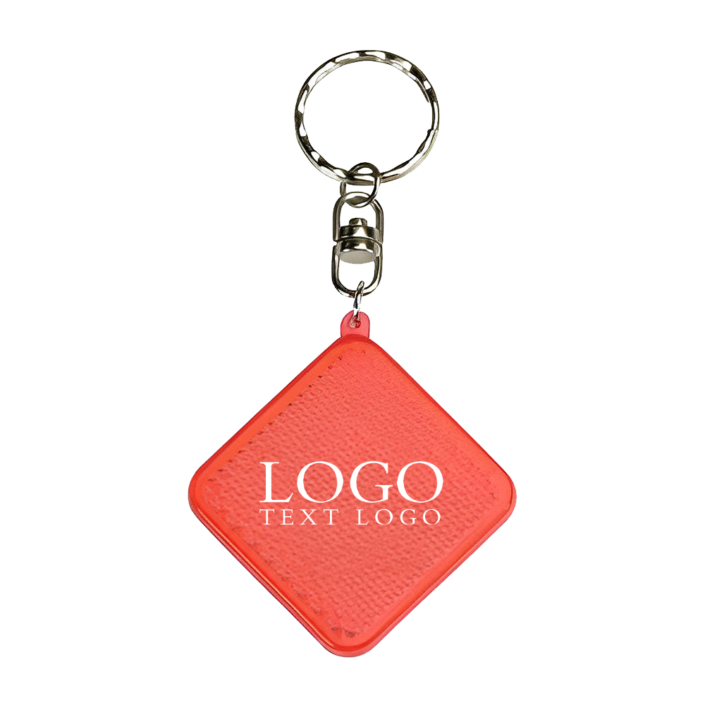 Custom Square Diamond Red Reflector Keyring Red With Logo