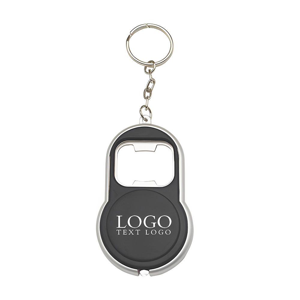 Promotional Bottle Opener & LED Keychains Black With Logo