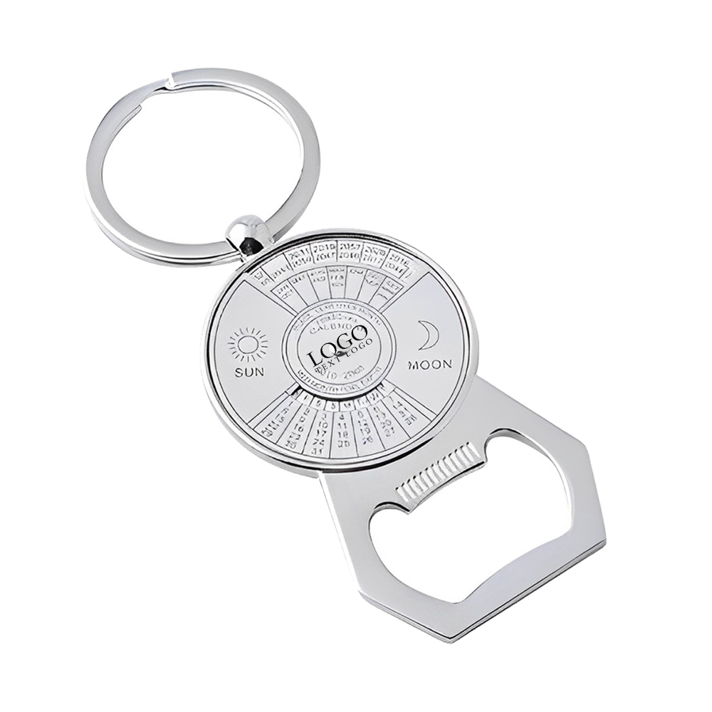 Metal Calendar Shape Bottle Opener Keychain Silver With Logo