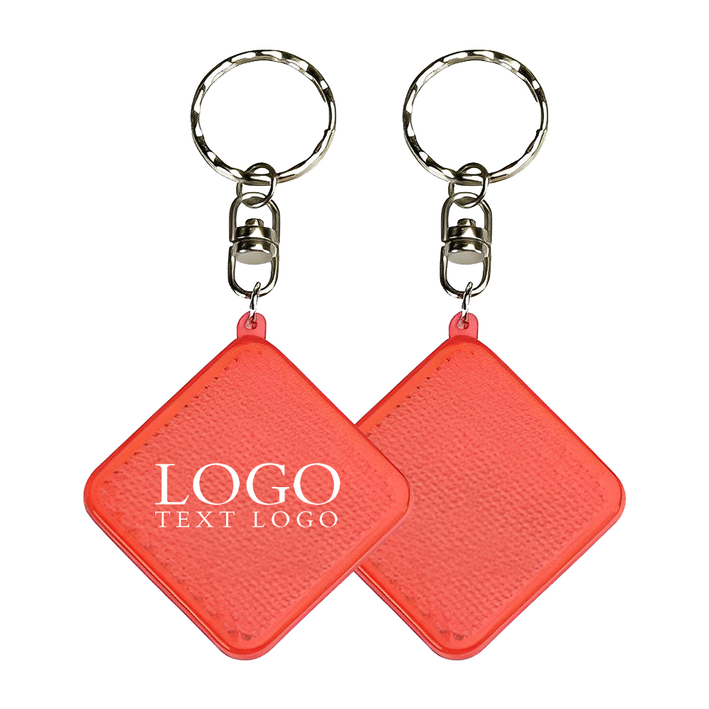 Custom Square Diamond Red Reflector Keyring Group With Logo