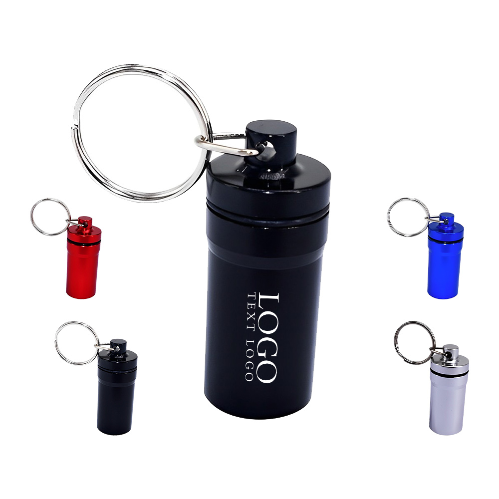Waterproof Metal Pill Box with Keychain Group With Logo