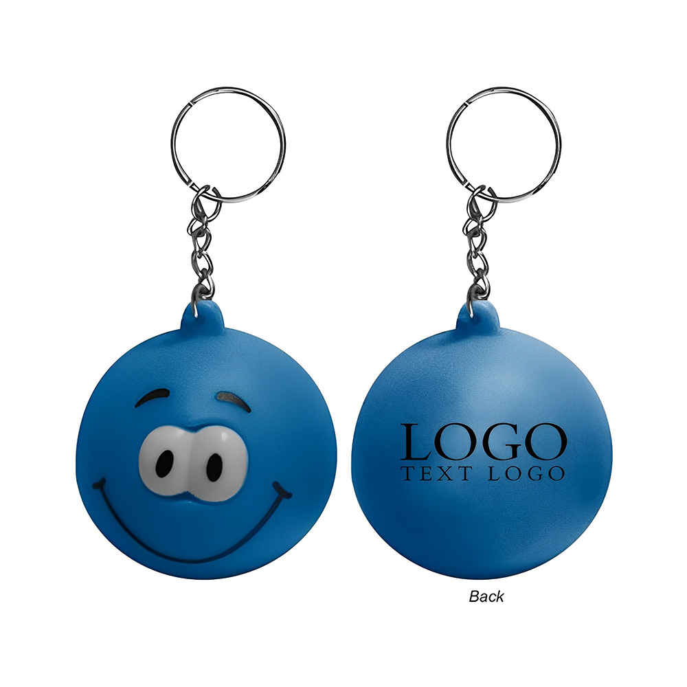 Personalized Eye Poppers Stress Reliever Keychain Blue With Logo