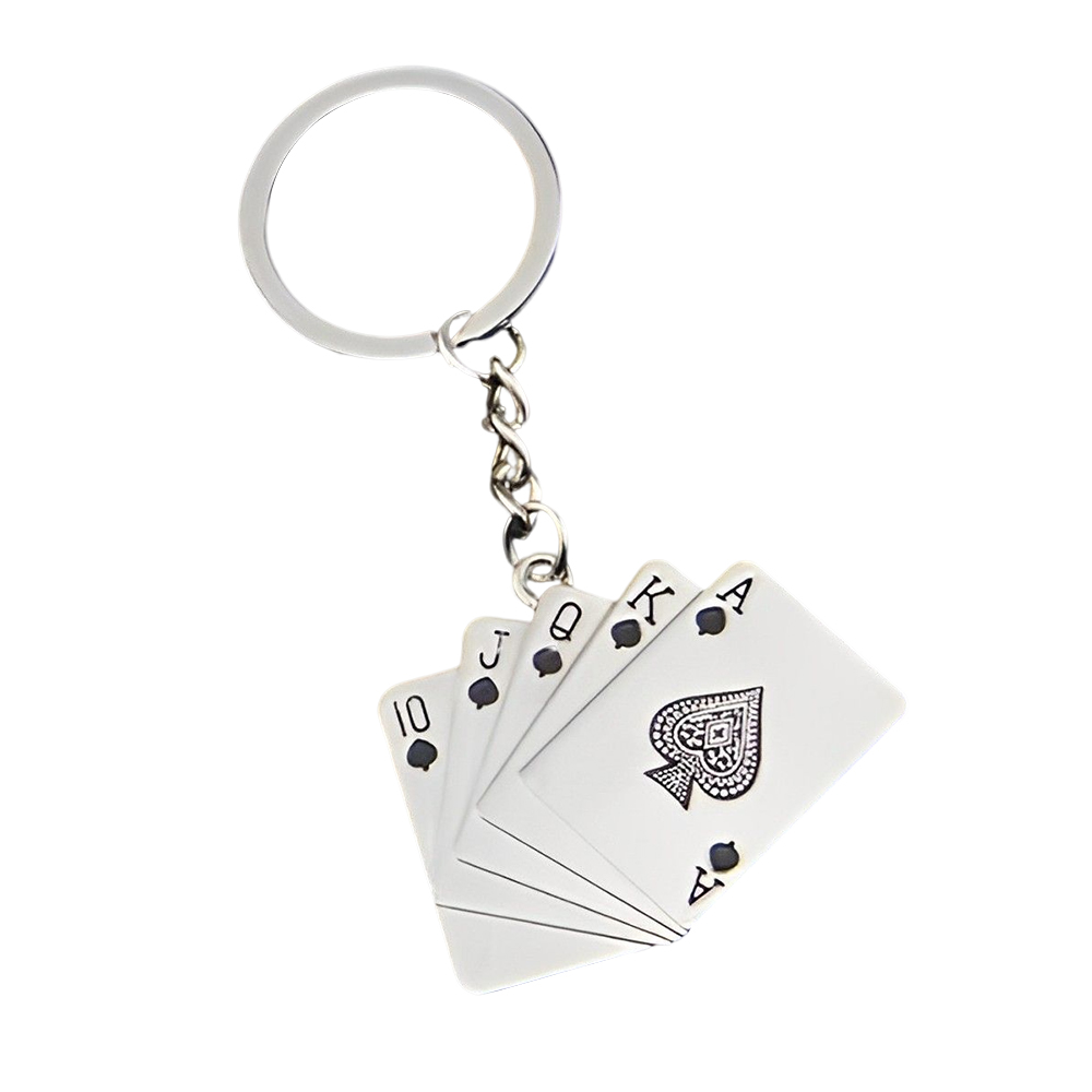Custom Key Chain With Playing Poker Cards Front Black