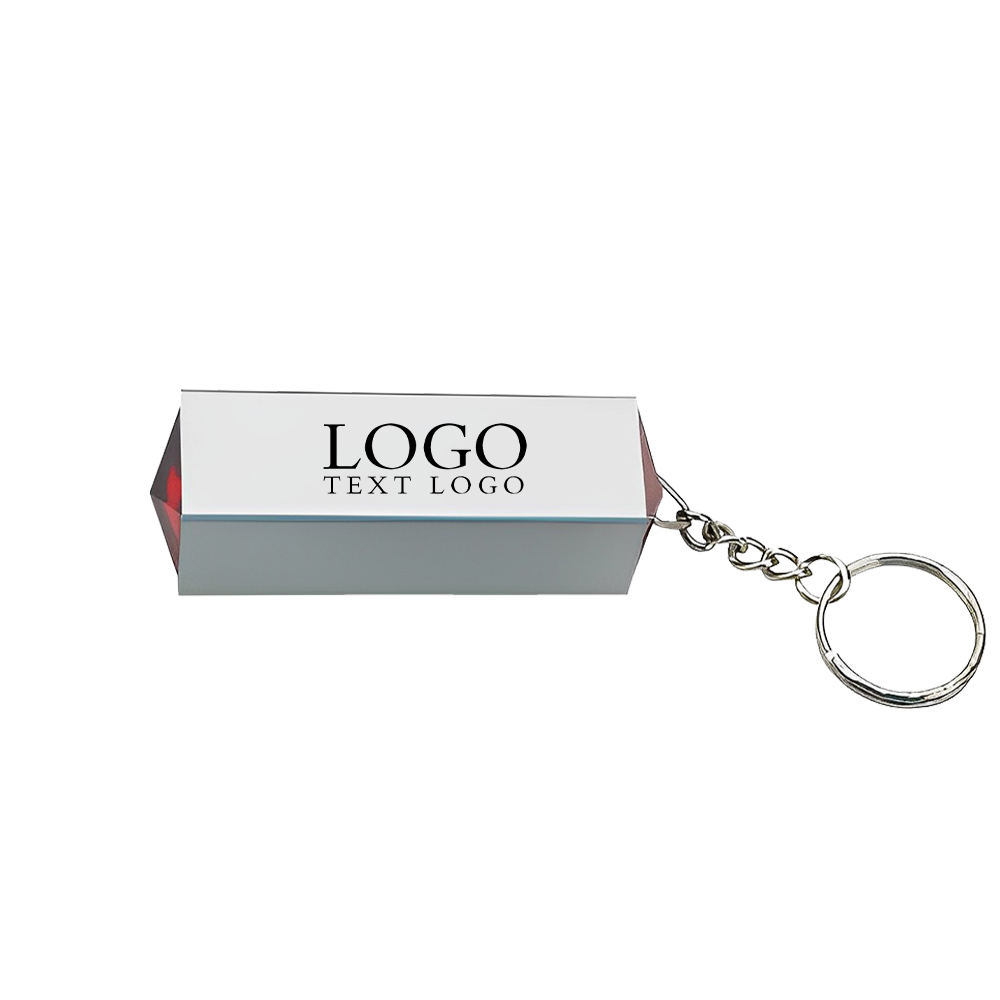 Custom Keychain With Manicure Pillar Silver Red With Logo