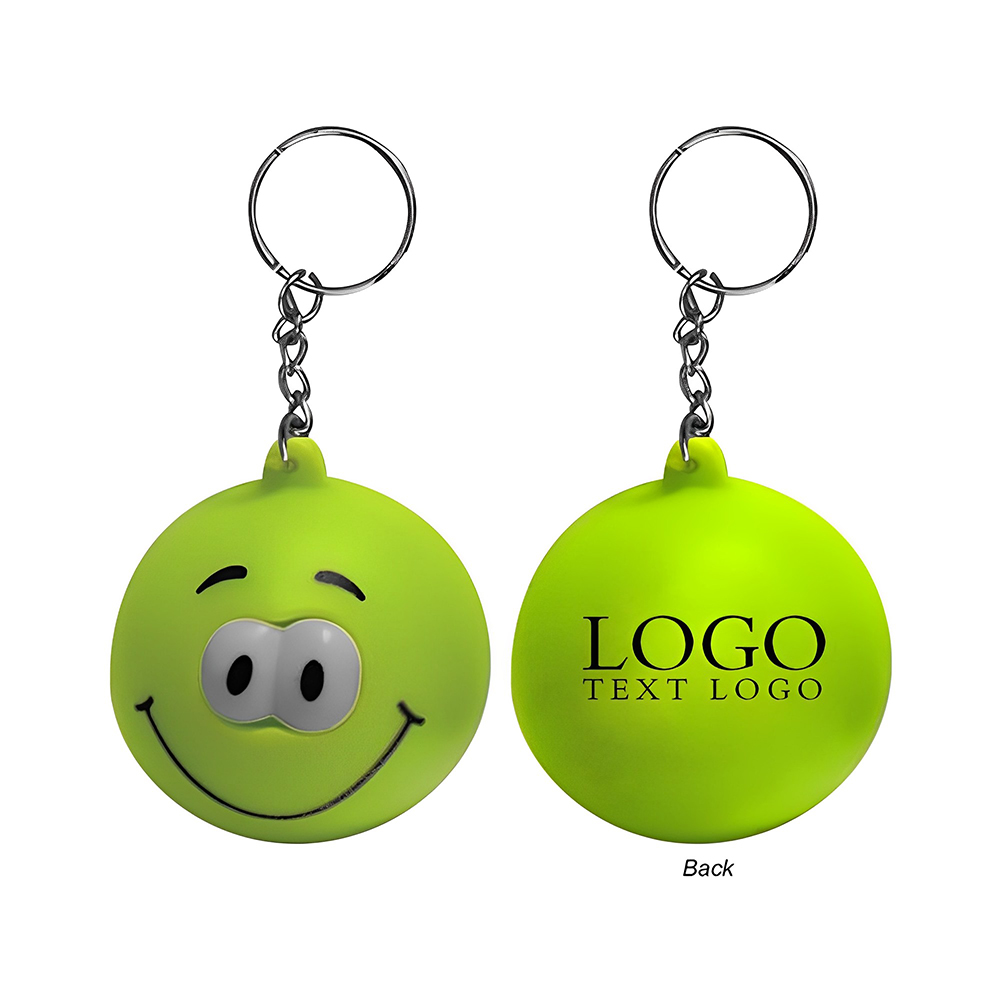 Personalized Eye Poppers Stress Reliever Keychain Lime With Logo