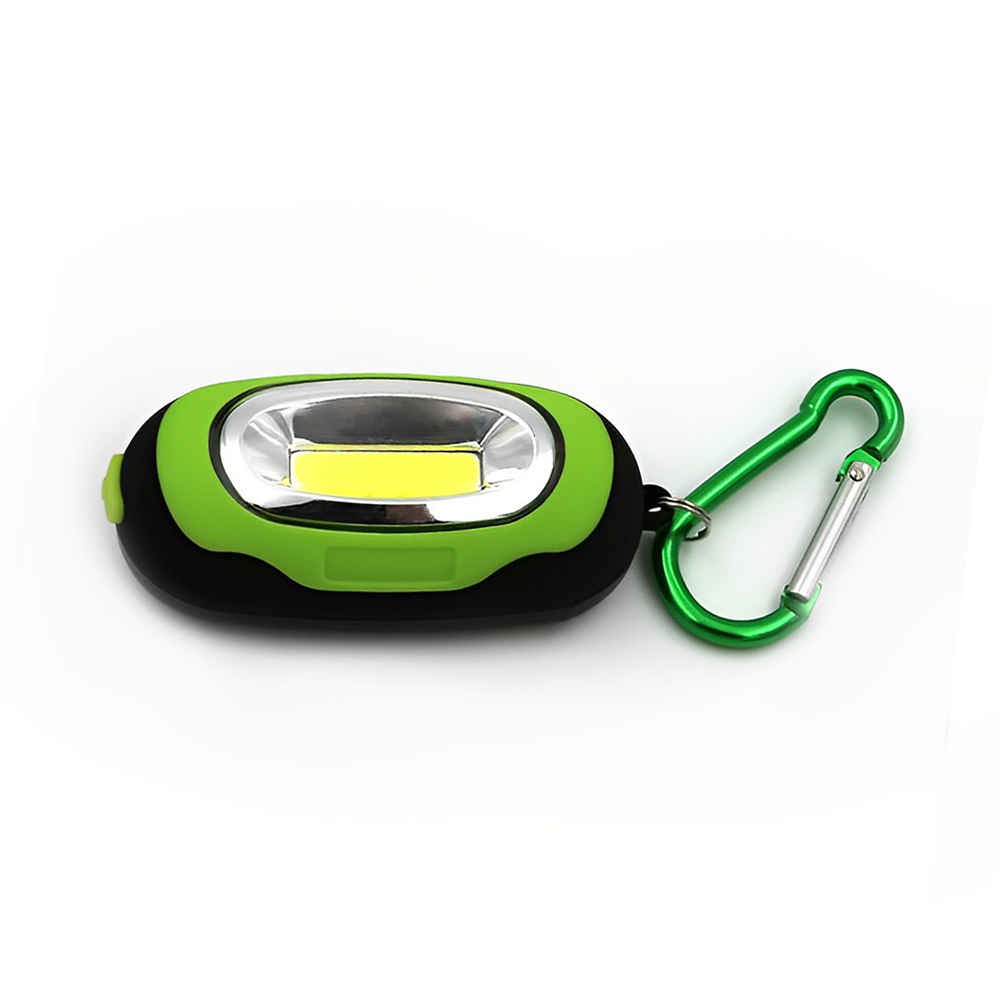 Promotional COB LED Keychain With Carabiner Green
