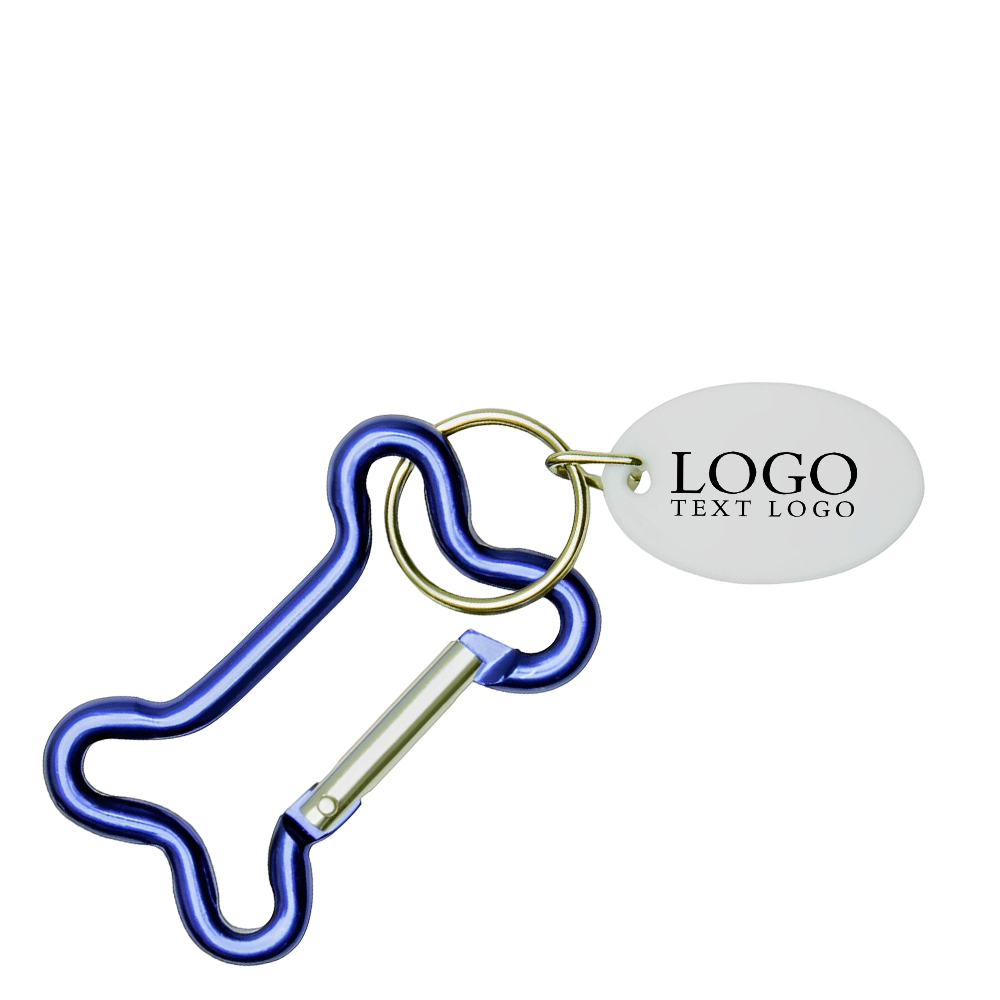 Promo Dog Bone Carabiner Key Chain Blue With Logo