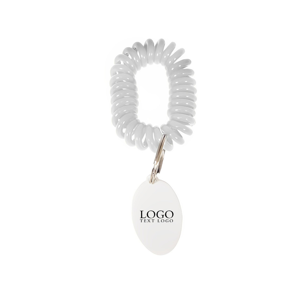 Bracelet Wrist Coil wTag Keyring White With Logo