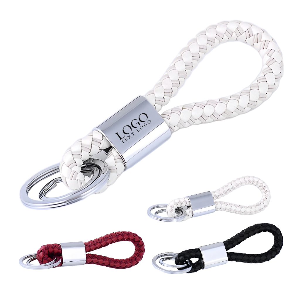 Braided Pu Rope Keychain Group With Logo