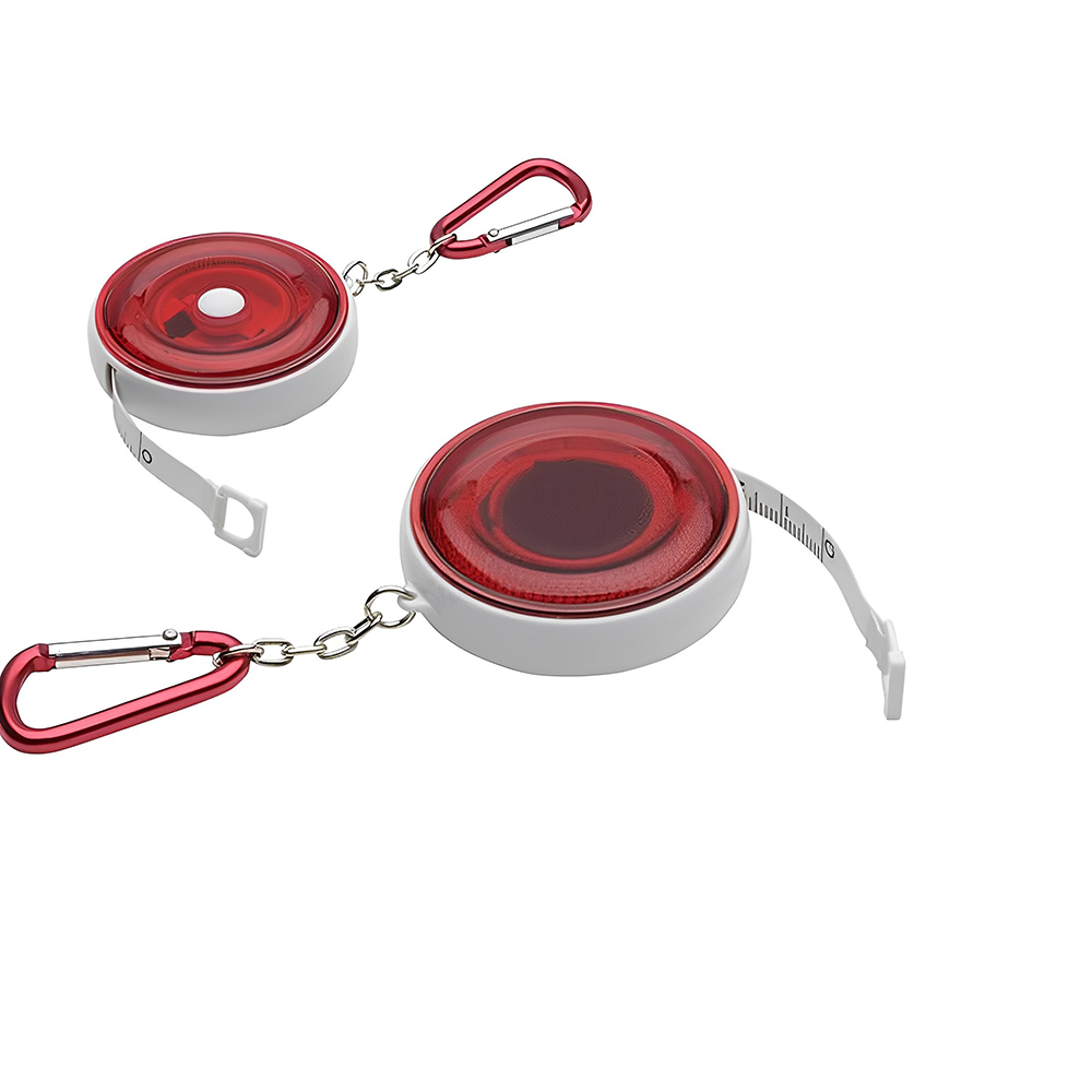 Round Carabiner Tape Measure Keychains Red